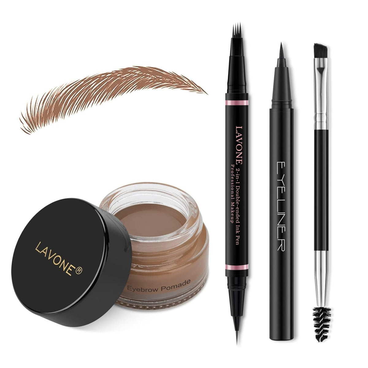 Eyebrow Pencil Makeup Kit, with Waterproof 2-IN-1 Microblading Eyebrow Pen, Eyebrow Pomade