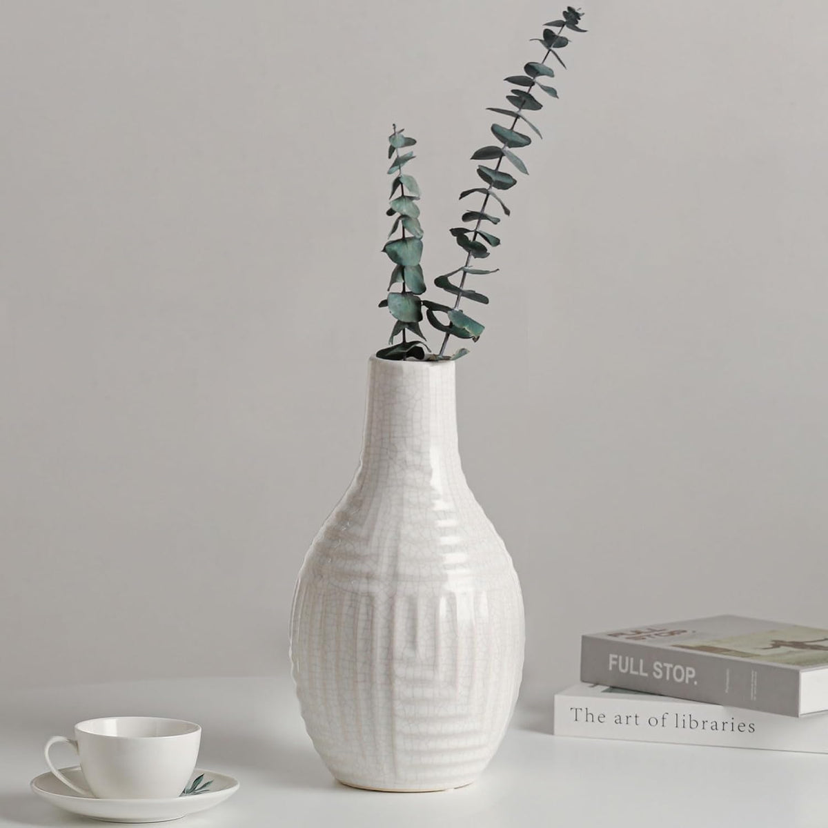 hjn hjn White Vase -Ceramic Vase for Home Decor, Modern Decor Vases for Living