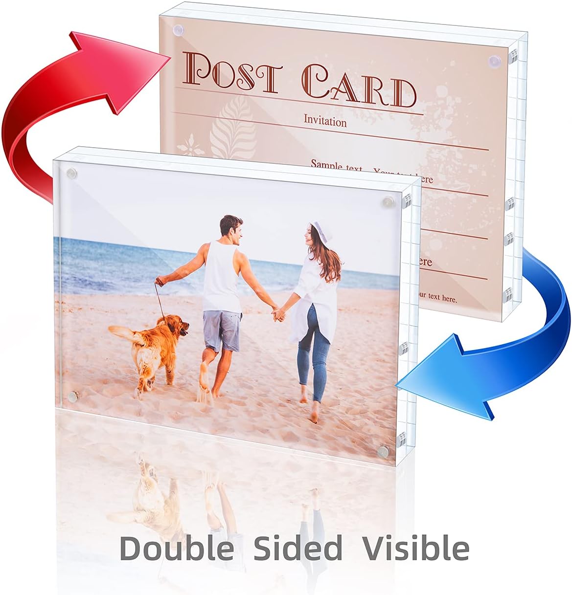 KIURENGT Bloberey Acrylic Picture Frame, Clear Freestanding Double Sided 20mm Thickness Frameless
