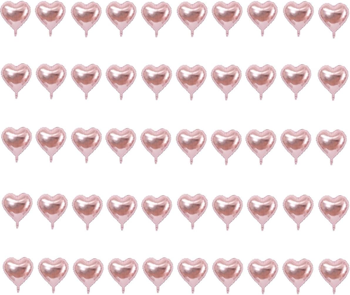 50 Pcs Rosegold Heart Shaped Balloon Foil Balloon 5 inch Heart Balloon for Valentinge's day Wedding