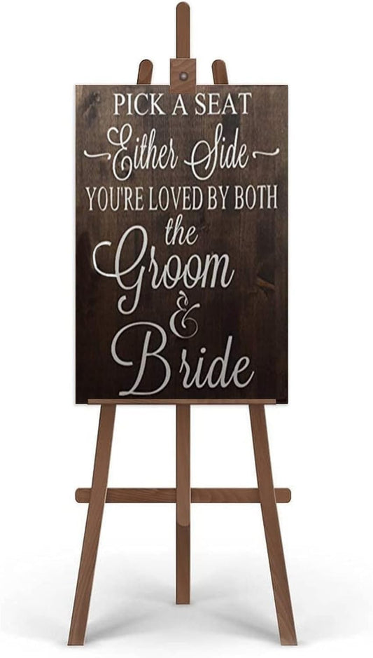 Rustic Wooden Signs Pick a Seat Not A Side Sign You Are Loved by the Groom and Bride, Wedding Signs