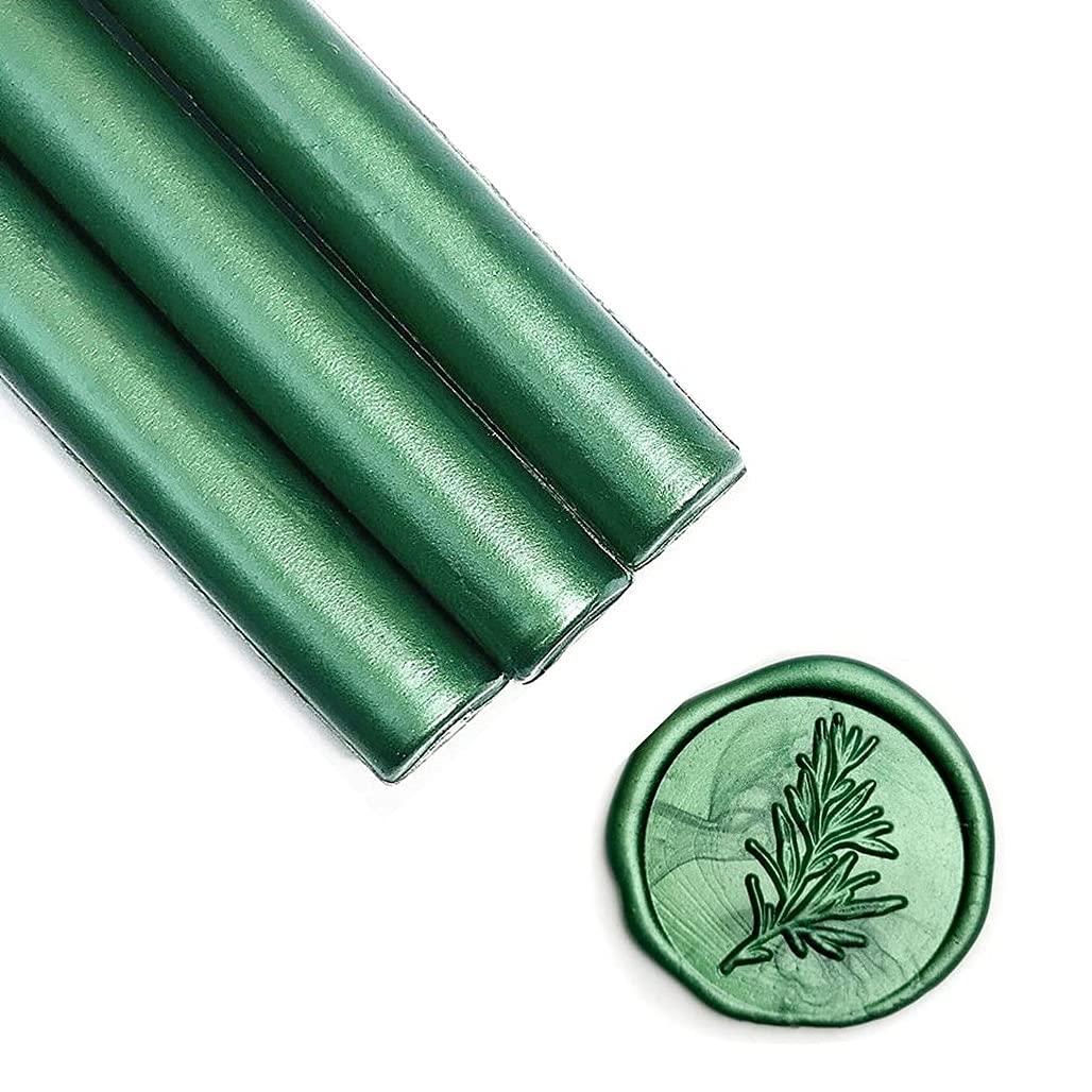 UNIQOOO Mailable Glue Gun Sealing Wax Sticks for Wax Seal Stamp - Metallic Botanical Green, Great