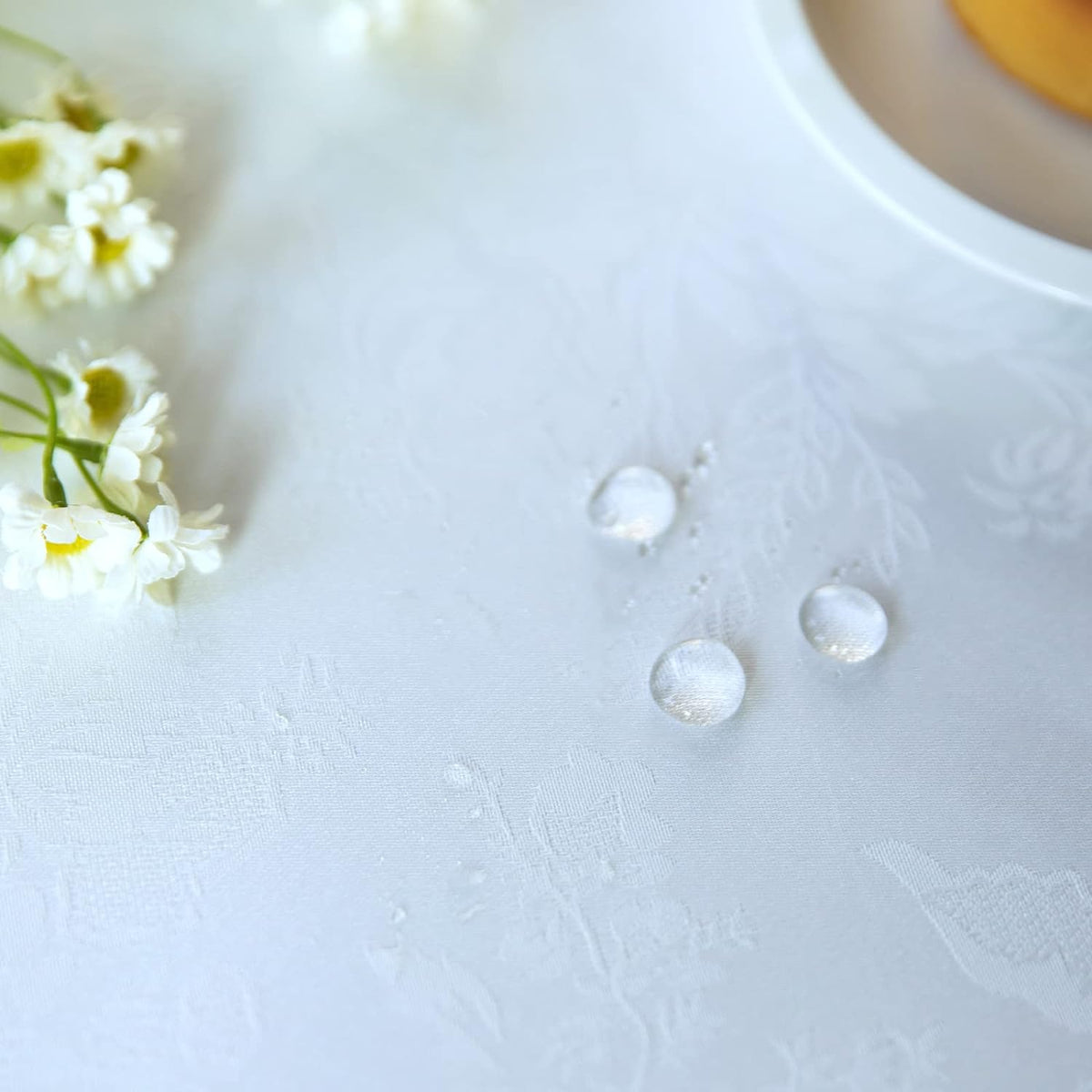 White lace Premium Rectangle Farmhouse Tablecloth Waterproof OilProof SpillProof AntiShrink Soft