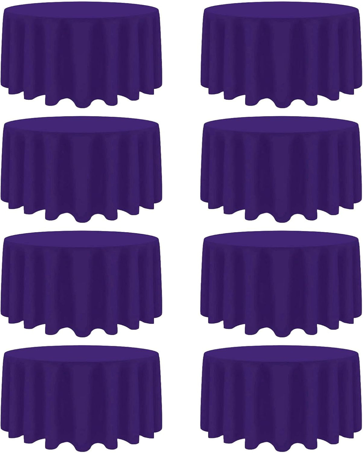 8 Pack Purple Round Tablecloth 90 Inch Stain and Wrinkle Resistant Round Purple Table Cloth