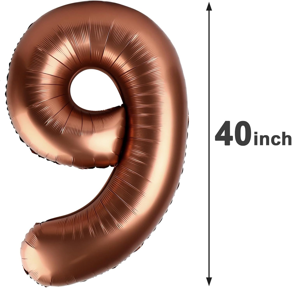 40 Inch Big Coffee Brown 9 Balloon Number, Jumbo Giant Happy 9th 19 29 39 49 99 Birthday Party
