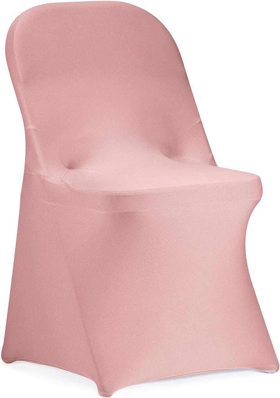 Peomeise Stretch Spandex Folding Chair Cover for Wedding Party Dining Banquet Event (Dusty