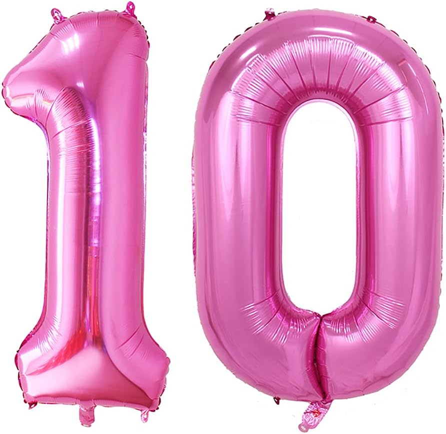GOER Number 10 Balloons for 10th Birthday Party Decorations,42 Inch Jumbo Foil Helium Balloons for