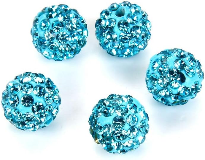 100pcs Adabele Grade A Suncatcher Crystal Rhinestone Pave Loose Beads 12mm Aquamarine Blue Polymer