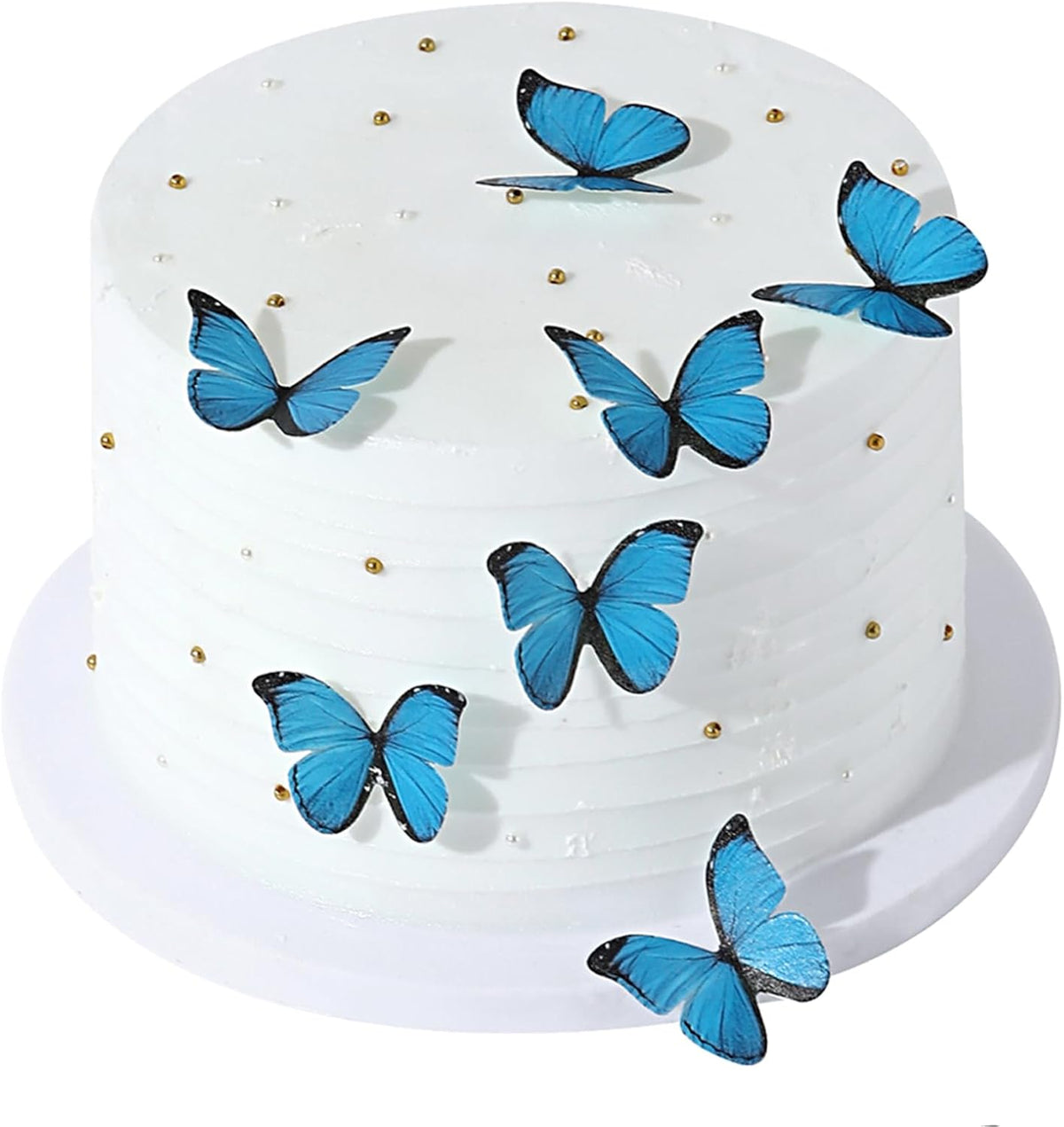 48PCS Blue Edible Butterfly Cake Toppers Wafer Paper Butterflies for Cake Decorations Colorful