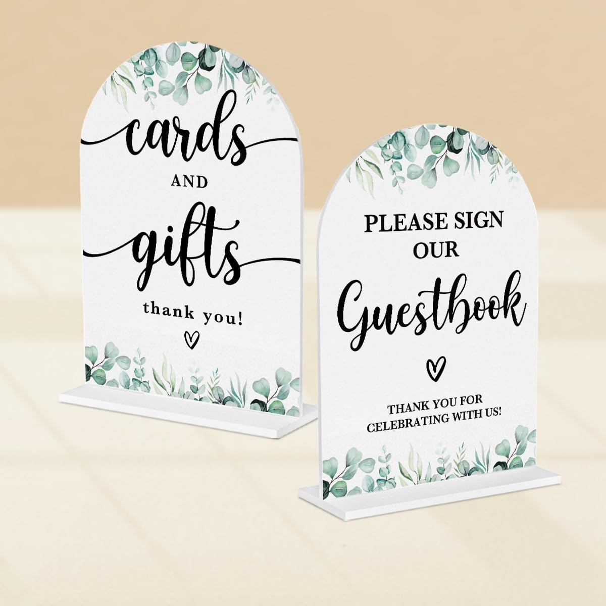 2 Pcs Acrylic Wedding Signs for Reception, Bridal Shower Decorations, Cards and Gifts Signs, Guest