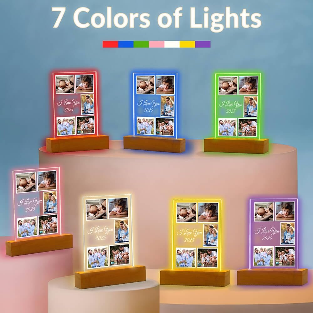 Custom Picture Frames with Photo, Customized Photo Frame with Night Light, Personalized Photo