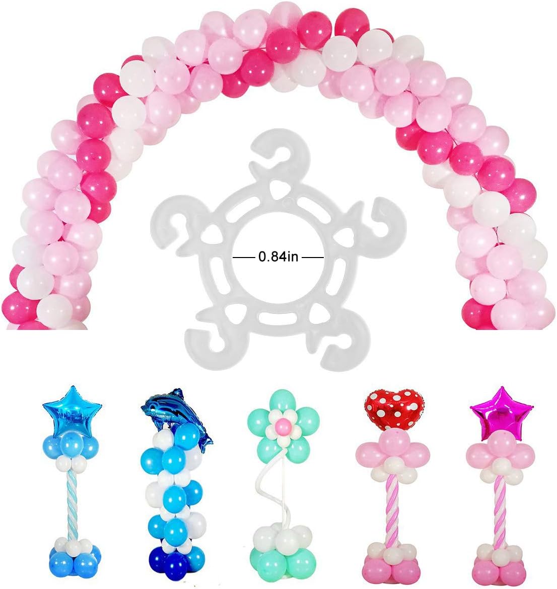 Balloon Clips(120 pcs), Tinabless Balloon Connectors for Decor Balloons Arch, Balloons Column Stand