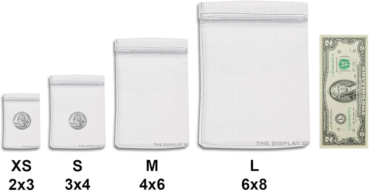 TheDisplayGuys 100-Pack XS 2 x 2 3/4" Silver Sheer Organza Gift Bags with Drawstring, Jewelry Candy