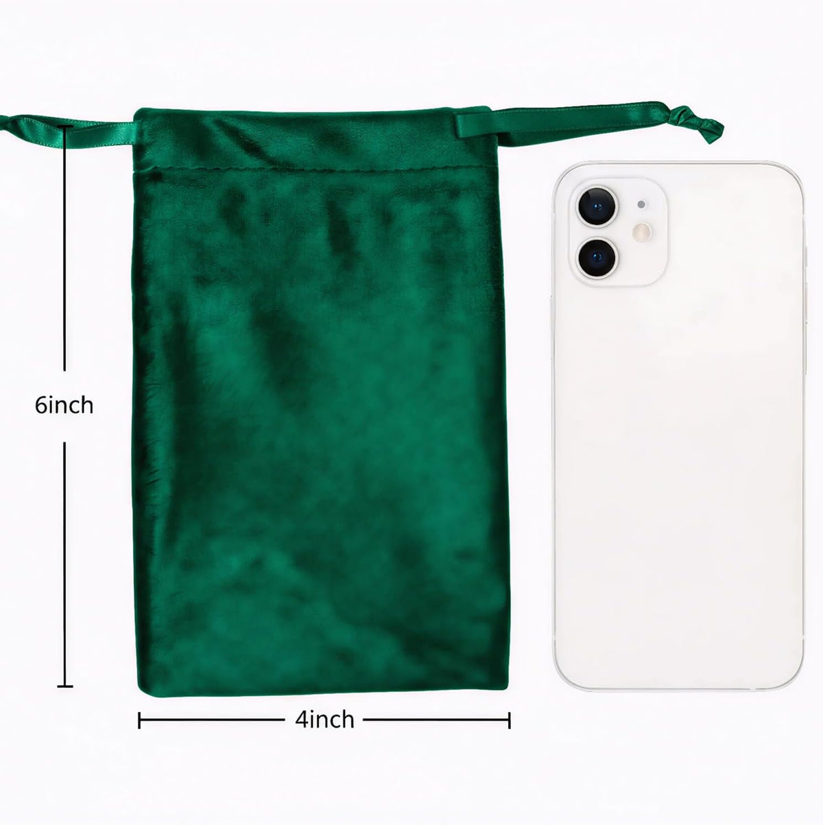 QIANF 12pcs Hunter Green Velvet Drawstring Bags 4x6 inches Velvet Cloth Small Gift Bags Jewelry