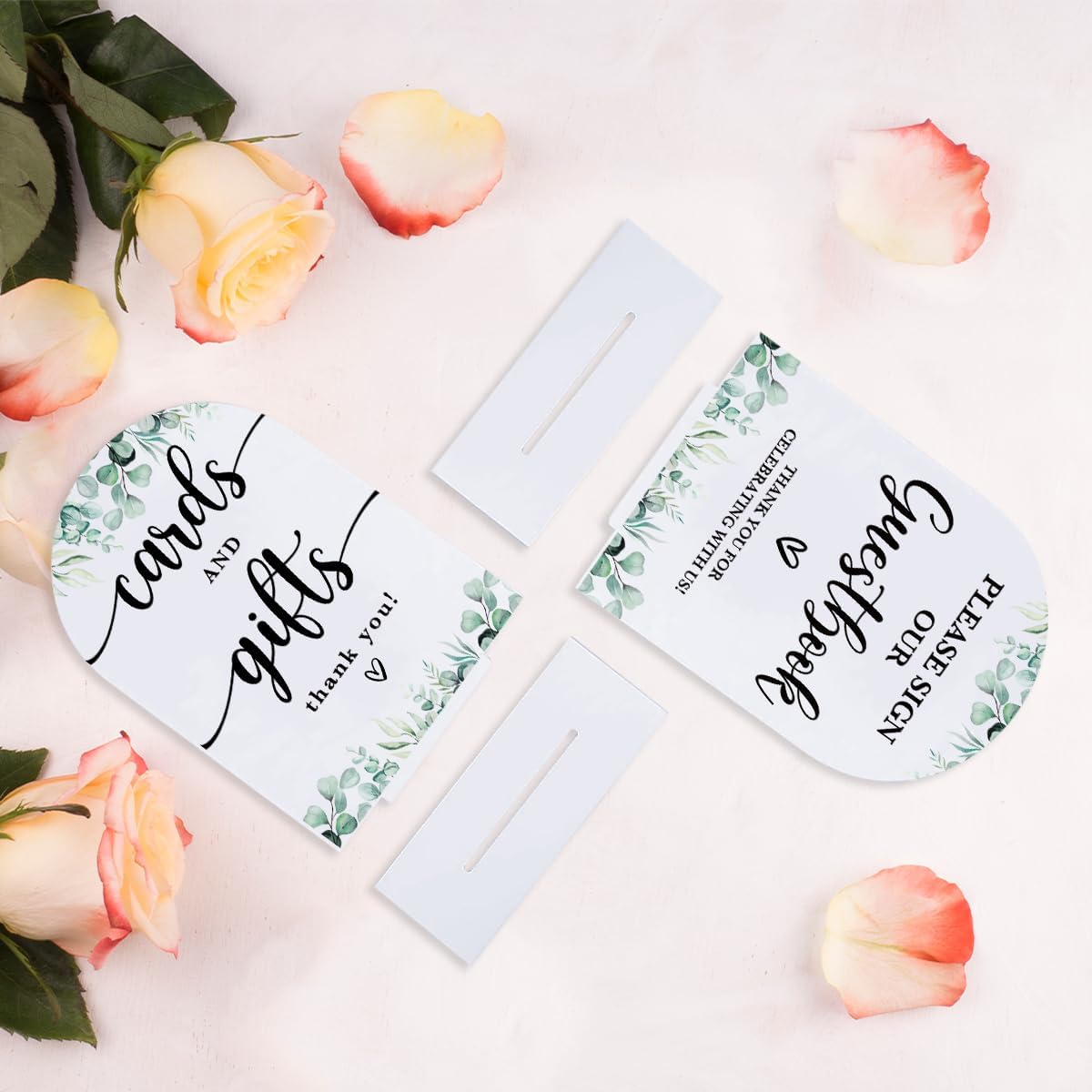 2 Pcs Acrylic Wedding Signs for Reception, Bridal Shower Decorations, Cards and Gifts Signs, Guest