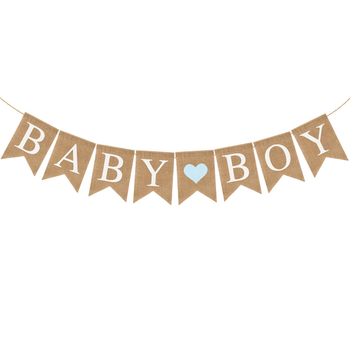 Pre-Strung Baby Boy Burlap Banner, Gender Reveal Banner for Baby Shower Party Decorations (Light