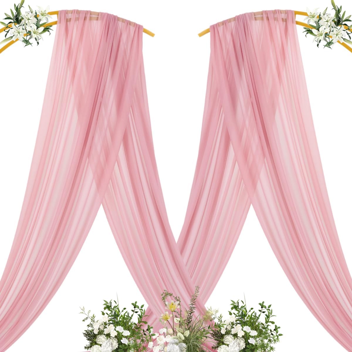 MLMC Dusty Rose Wedding Arch Draping Fabric 1 Panel 29" x 20 FT Extra Long Gauze Drapes Sheer