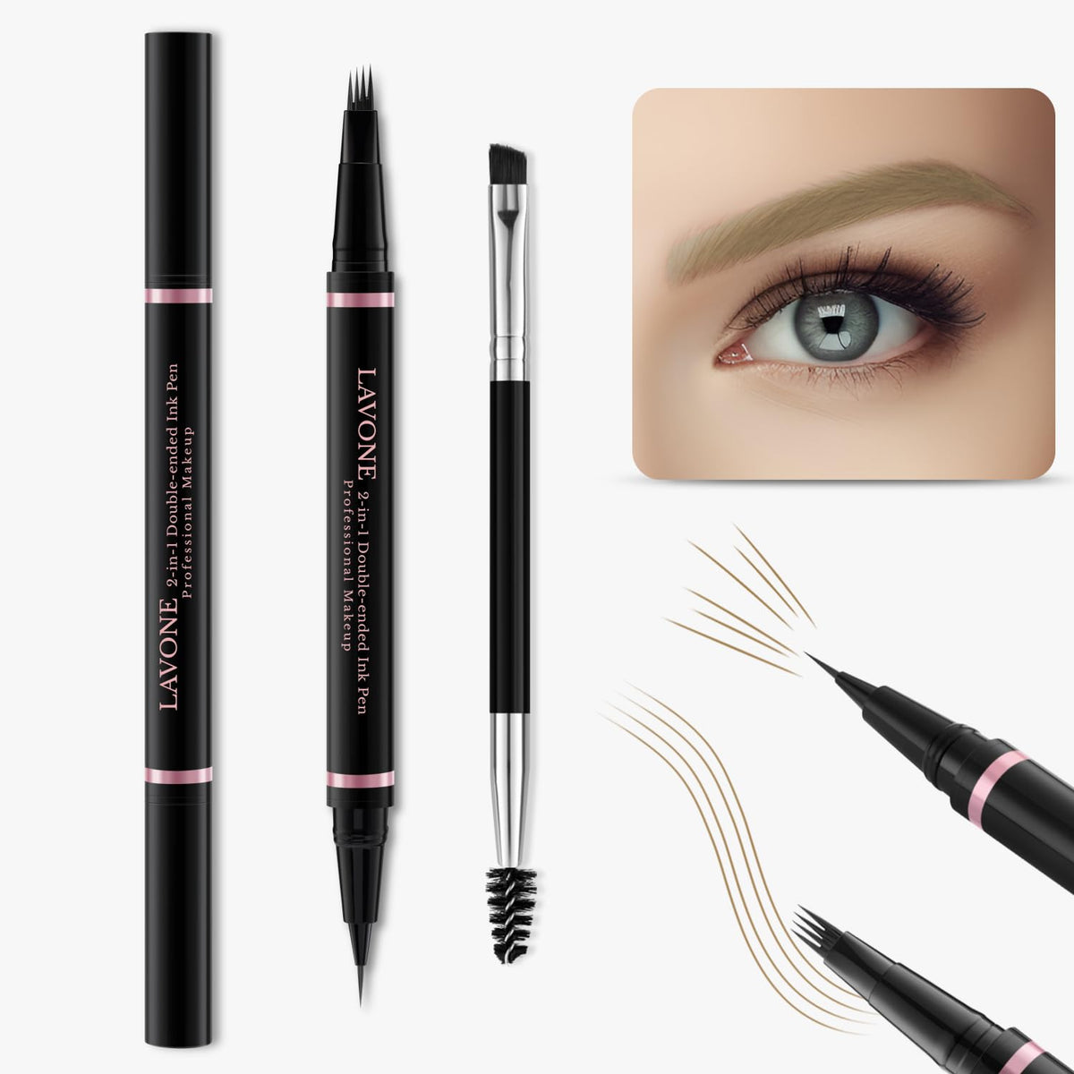 Eyebrow Pencil Makeup Kit, with Waterproof 2-IN-1 Microblading Eyebrow Pen, Eyebrow Pomade
