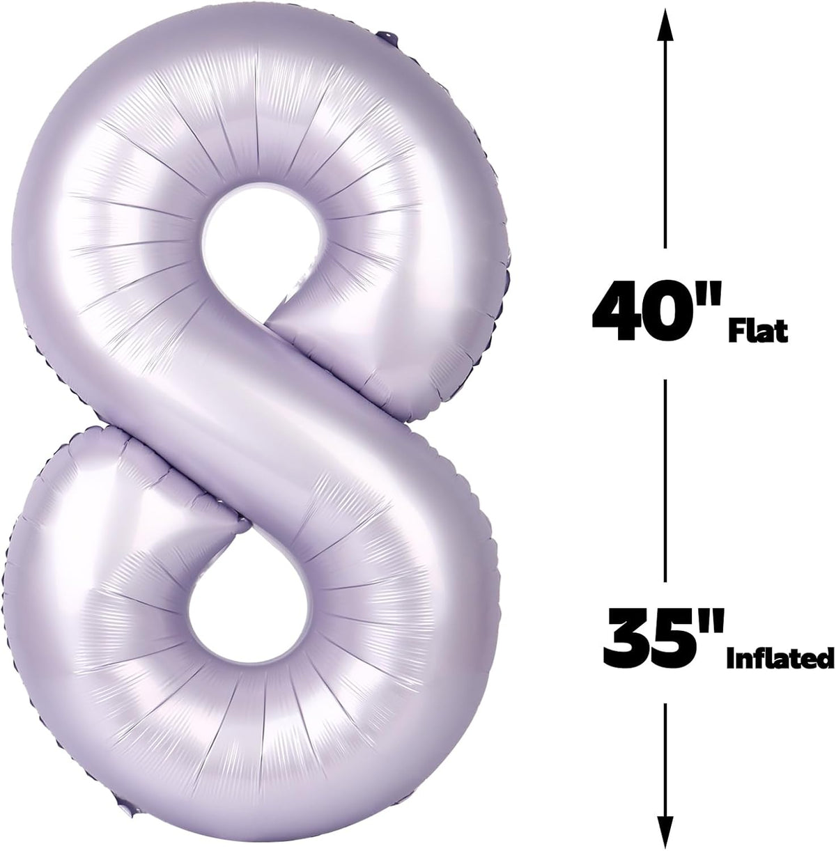 Helium Foil Lilac Number 8 Balloon 40 Inch, Mylar Eight Numbers 8 18 28 38 48 58 80 88 Birthday