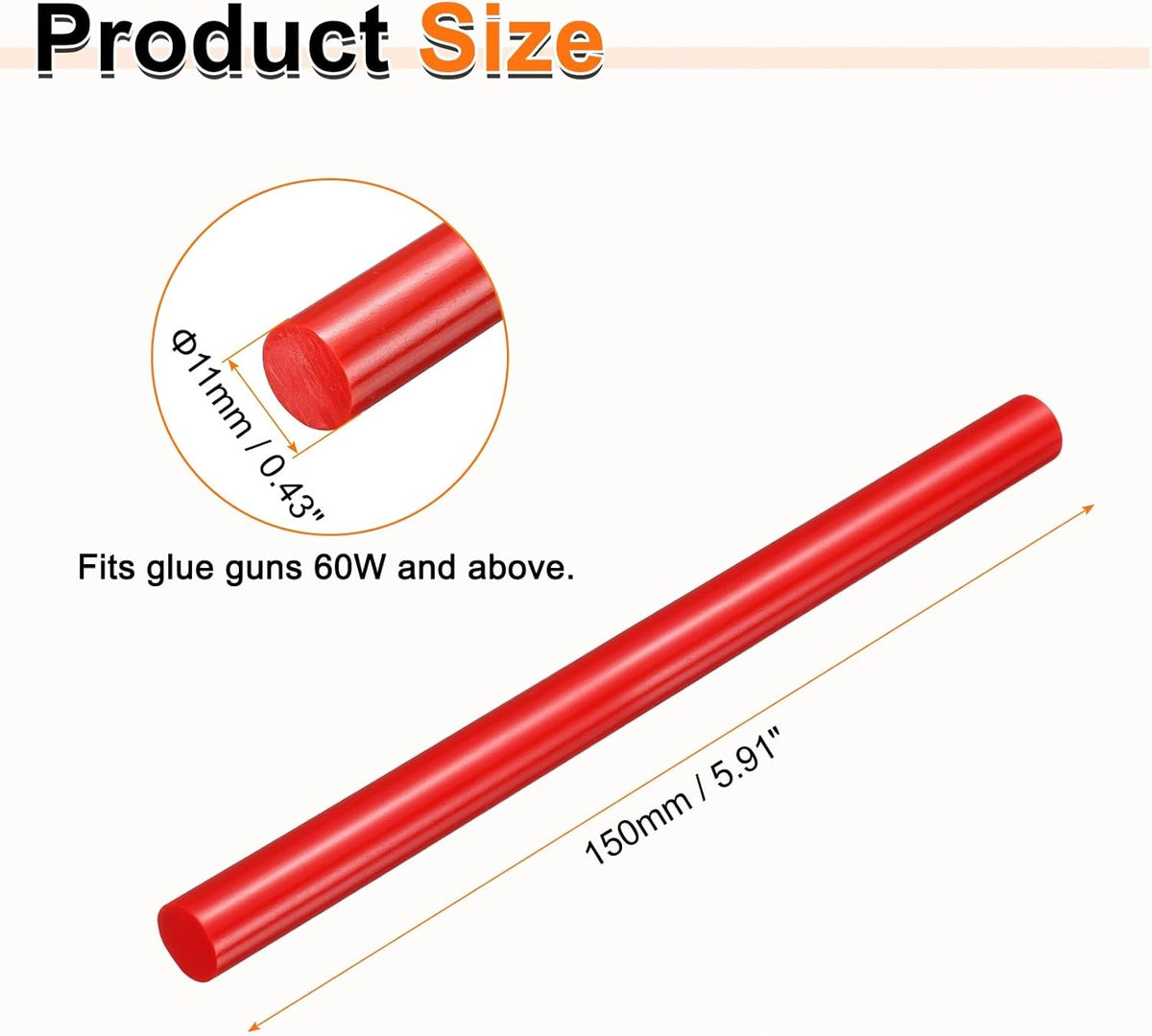 HARFINGTON 10pcs Hot Glue Sticks 0.43" Dia x 5.91" Long EVA Mini Hot Melt Adhesive Glue Stick for