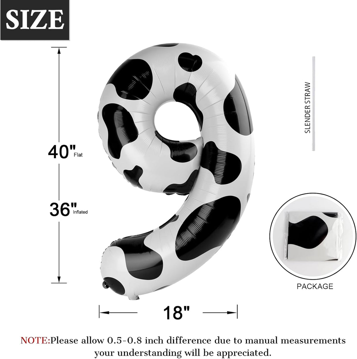 Cow Print Number Balloon Birthday Decorations, 40 inch Number balloon 0-9(Zero-Nine), Cow Balloon