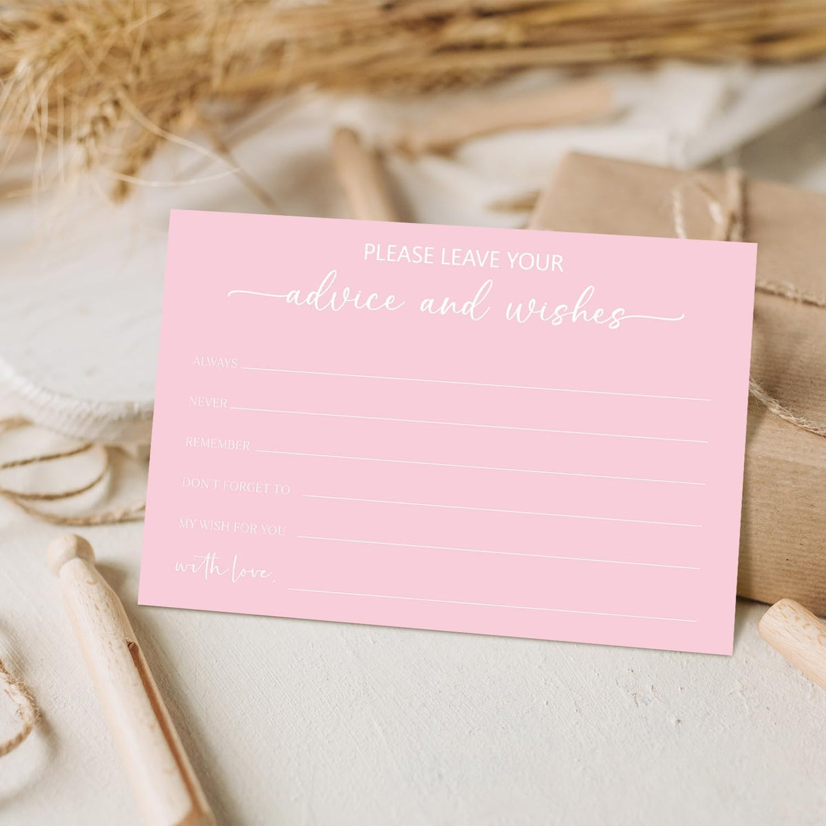 Pink Advice and Wishes Card, Advice Cards for The Bride and Groom, Bridal Shower,Wedding or Baby