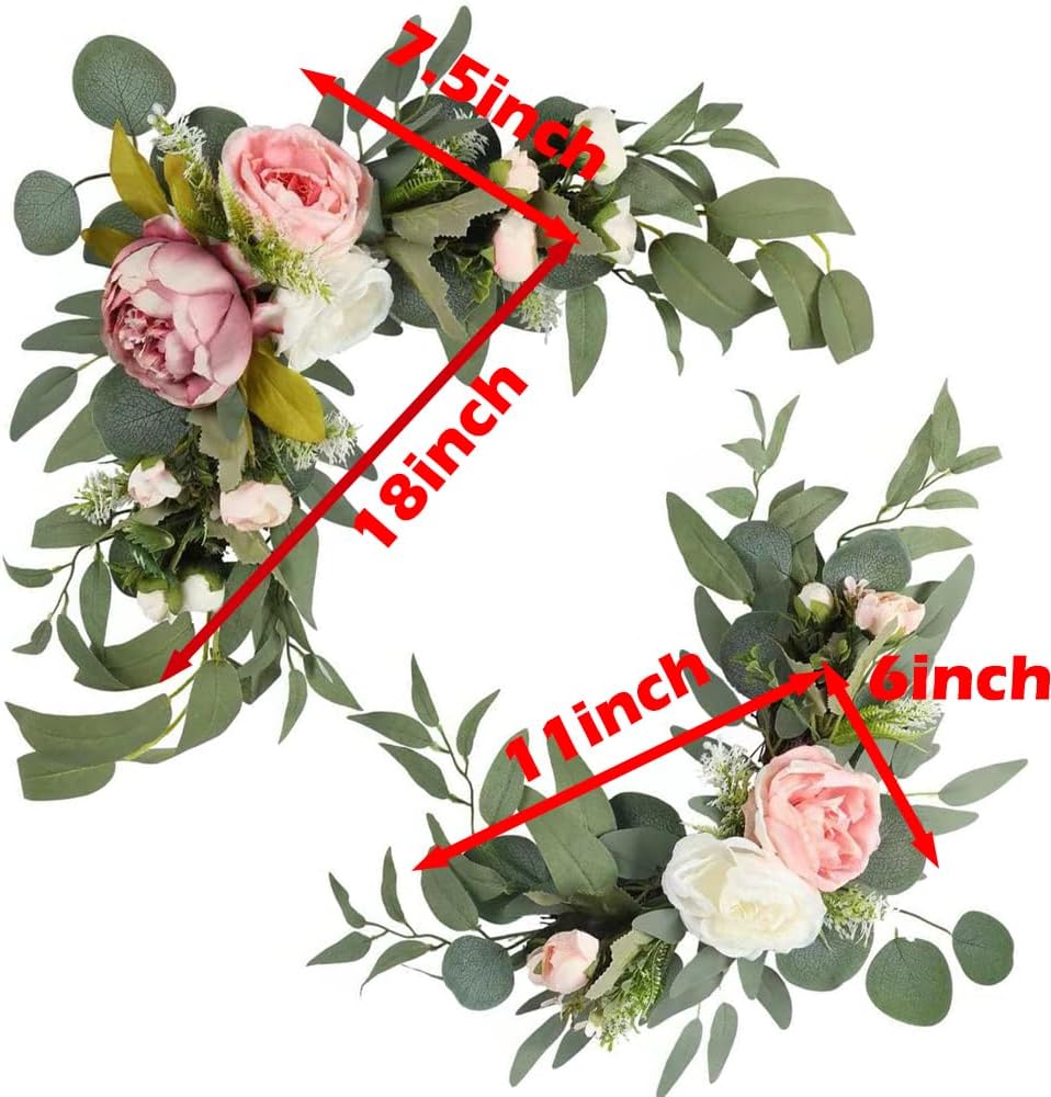 H&W 2pcs Artificial Wedding Arch Flowers for Wedding Sign, Floral Swag Dusty Decor for Reception