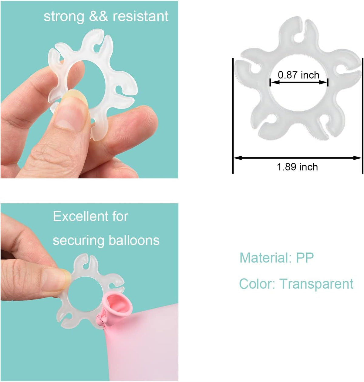 100PCS Balloon Arch Clips, Reusable Balloon Clips for Balloon Arch, Plastic Balloon Supplies for