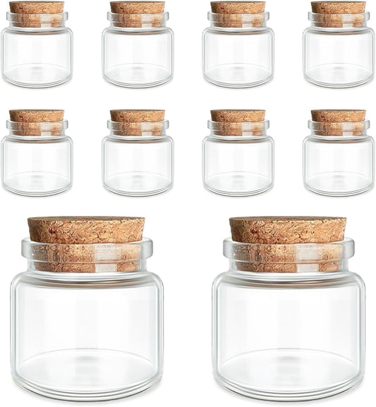 JIUYUE 10 pcs 20 ml Glass Bottles with Cork,Storage Bottles for Liquids(0.67 oz-1.45x1.57 inch)