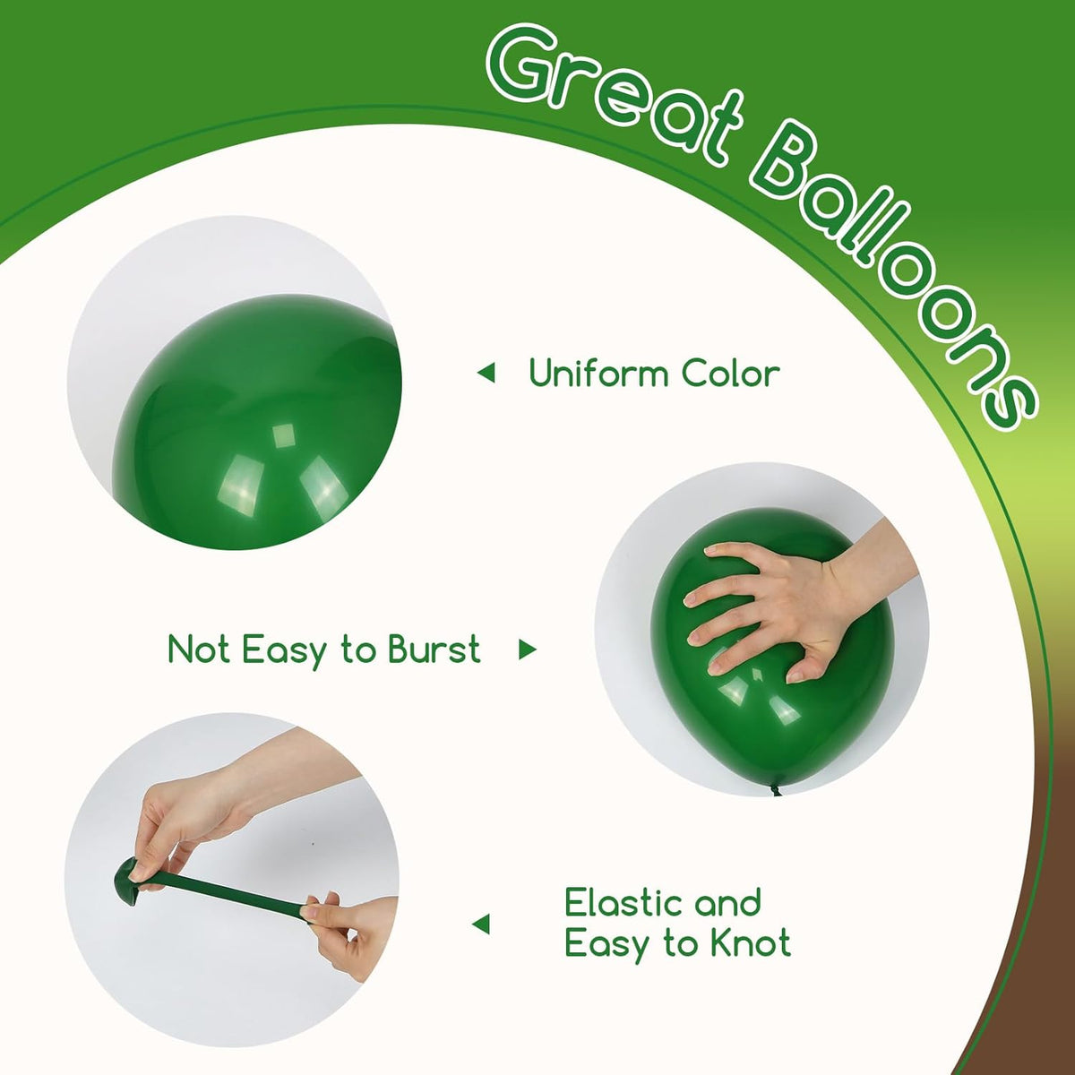 60pcs Green and Brown Balloons 12inch with Brown Black Dark Lime Green Balloons for Jungle Video