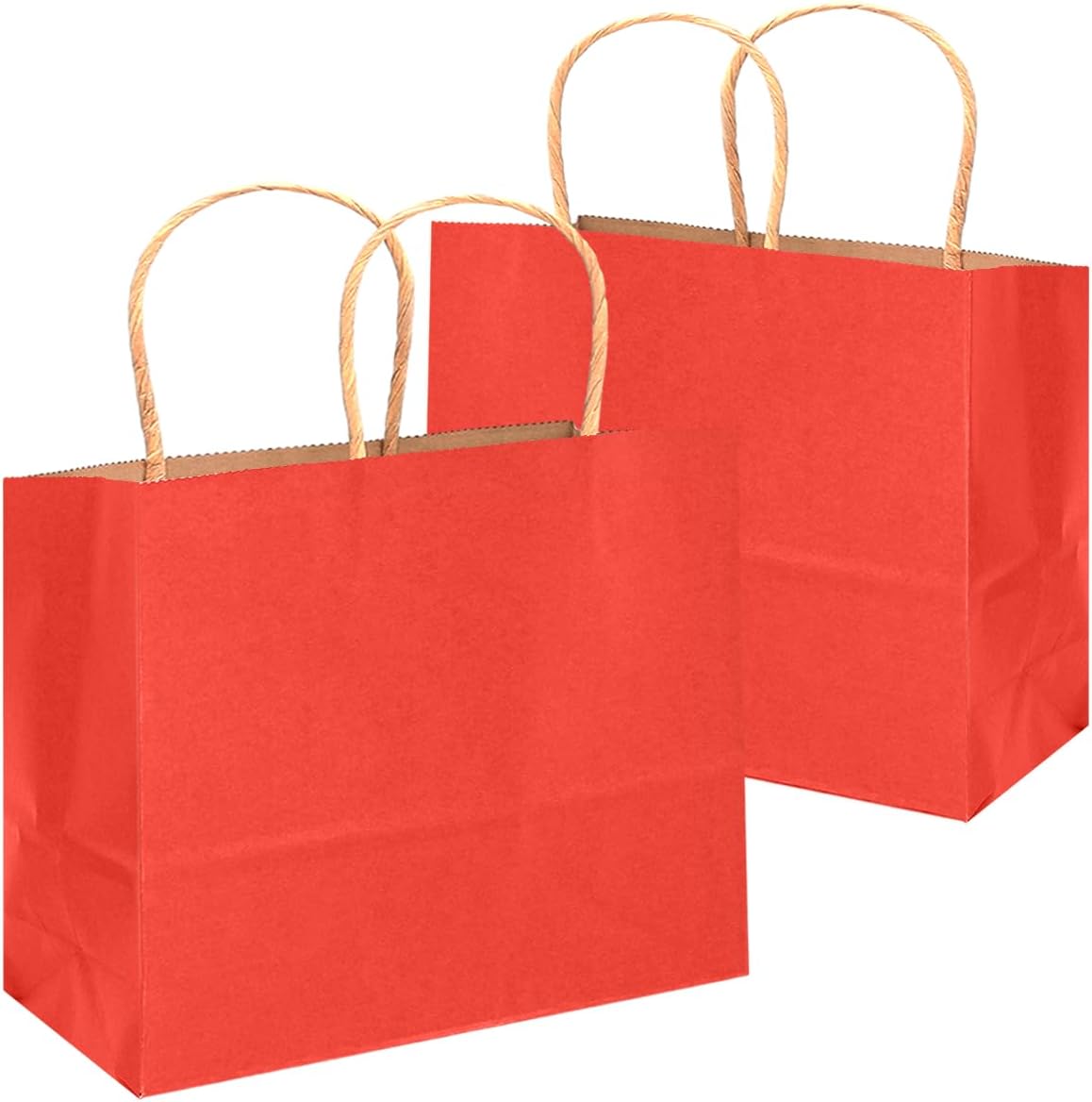 qiqee 100PCS Large Gift Bag with Handles Bulk 13"x4.5"x10" Gift Bags Kraft Red Multiple Uses