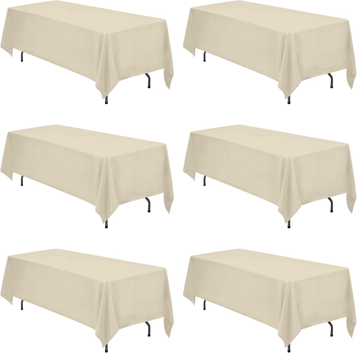BRILLMAX 6 Pack Beige Tablecloths 70 x 120 Inch for 6ft or 8ft Rectangle Tables - Rectangular Bulk