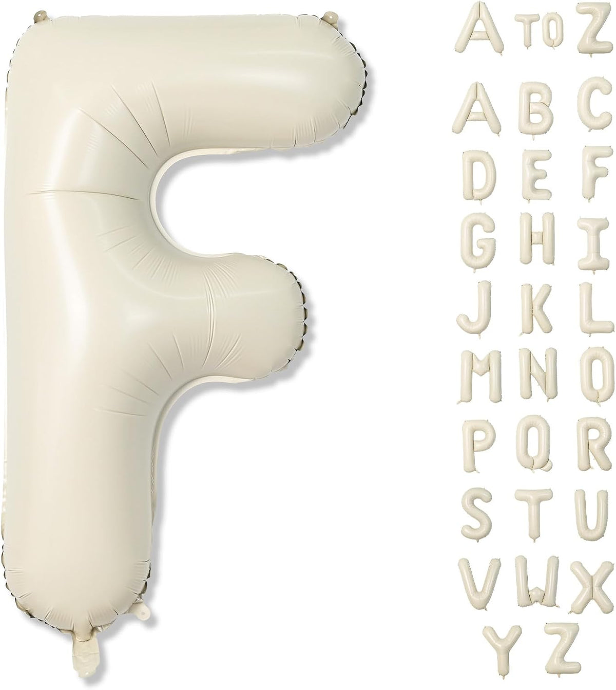 F Letter Balloons Cream, 40 Inch Alphabet Foil Word, Large Mylar Inflatable Beige Name, Big Helium