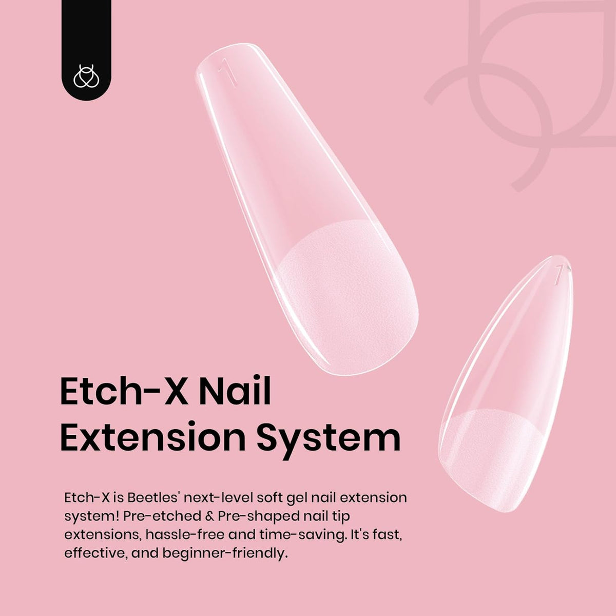 Beetles Gel Nail Tips Short Coffin Pre-Etched Nail Tips, 12 Sizes 288 Pcs Full Cover Soft Tips Half