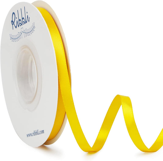 Ribbli Maize Yellow Double Faced Satin Ribbon,1/4” x Continuous 25 Yards,Use for Bows Bouquet,Gift