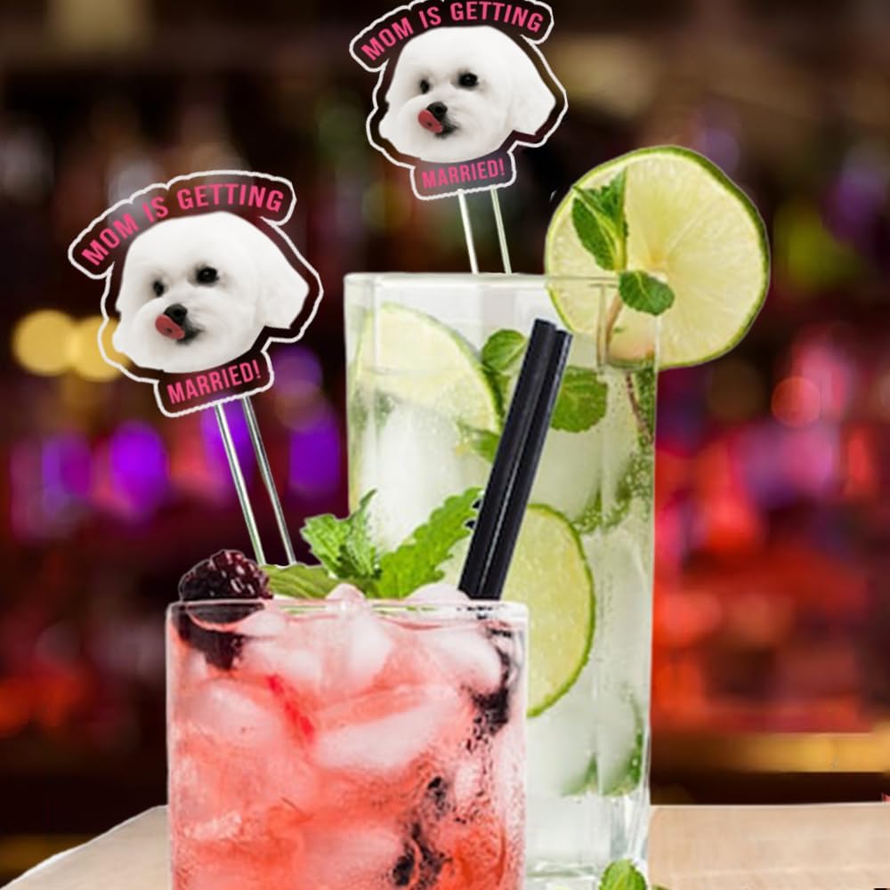 Custom 50 Pcs Double-Sided Wedding Pet Stir Sticks, Personalized Dog Cat Stir Stick, Acrylic