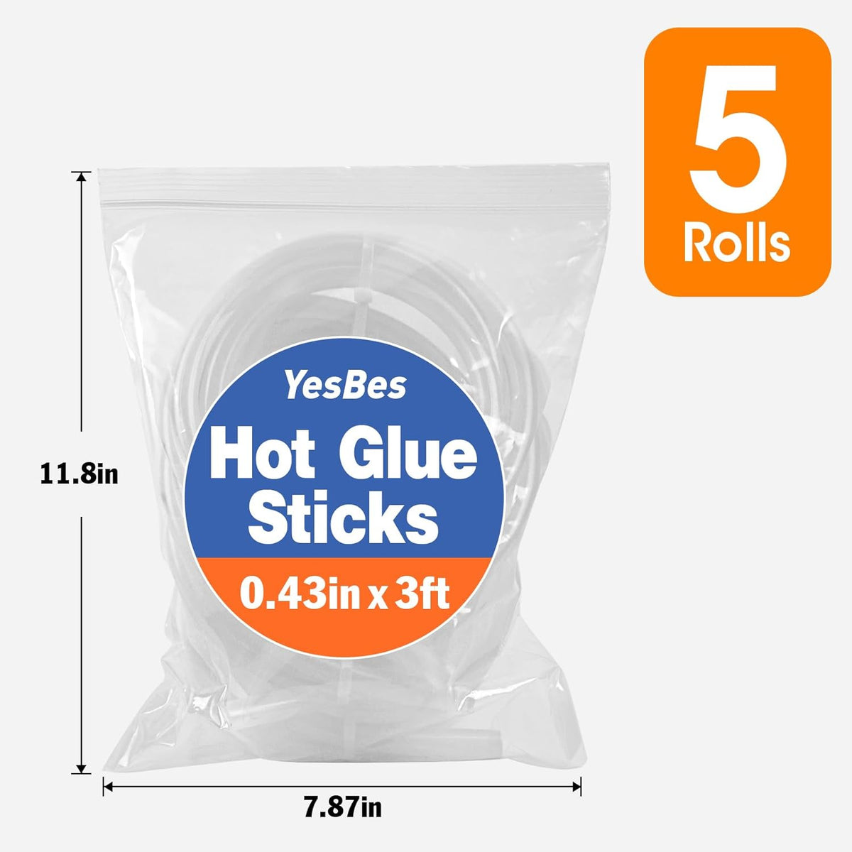 5 Rolls Hot Glue Sticks, Full Size 3 FT Long x 0.43" Diameter Glue Sticks for Glue Gun, Widely Used