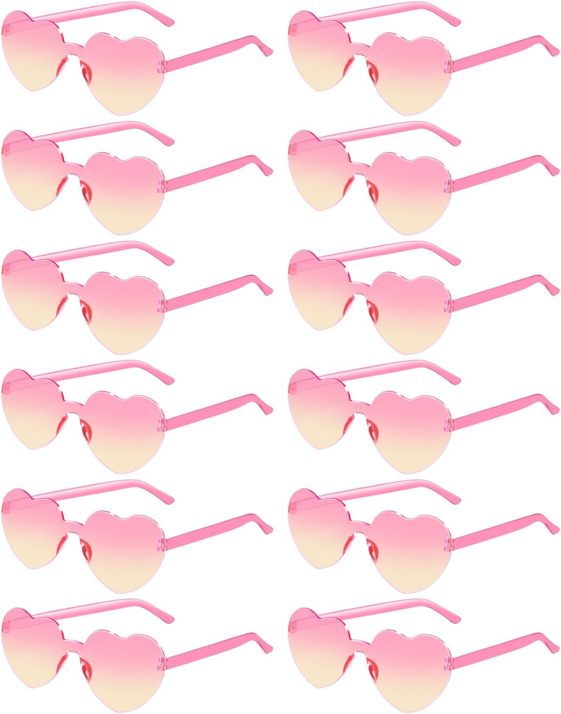 12 Pairs Heart Shaped Sunglasses for Women Colorful Glasses Fun Trendy Transparent Heart Sunglasses