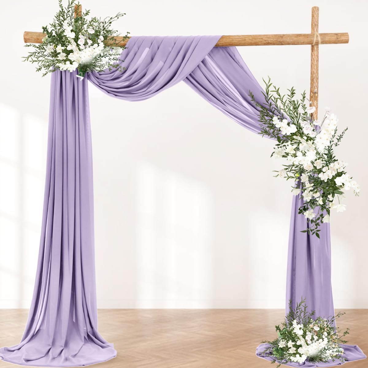 Wedding Arch Draping Fabric 2 Panels 30'' x 18FT Lilac Sheer Chiffon Arch Drapery for Photo Booth