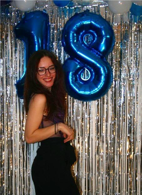 Navy Blue Giant Number 8 Balloon 40 Inch, 8th Eight Blue Birthday Decorations, Men Women 8 18 28 38