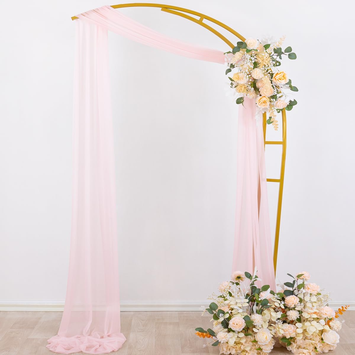 Socomi Blush Pink Wedding Arch Draping Fabric 29" x 20Ft 4 Panels Sheer Outdoor Curtain Drapes