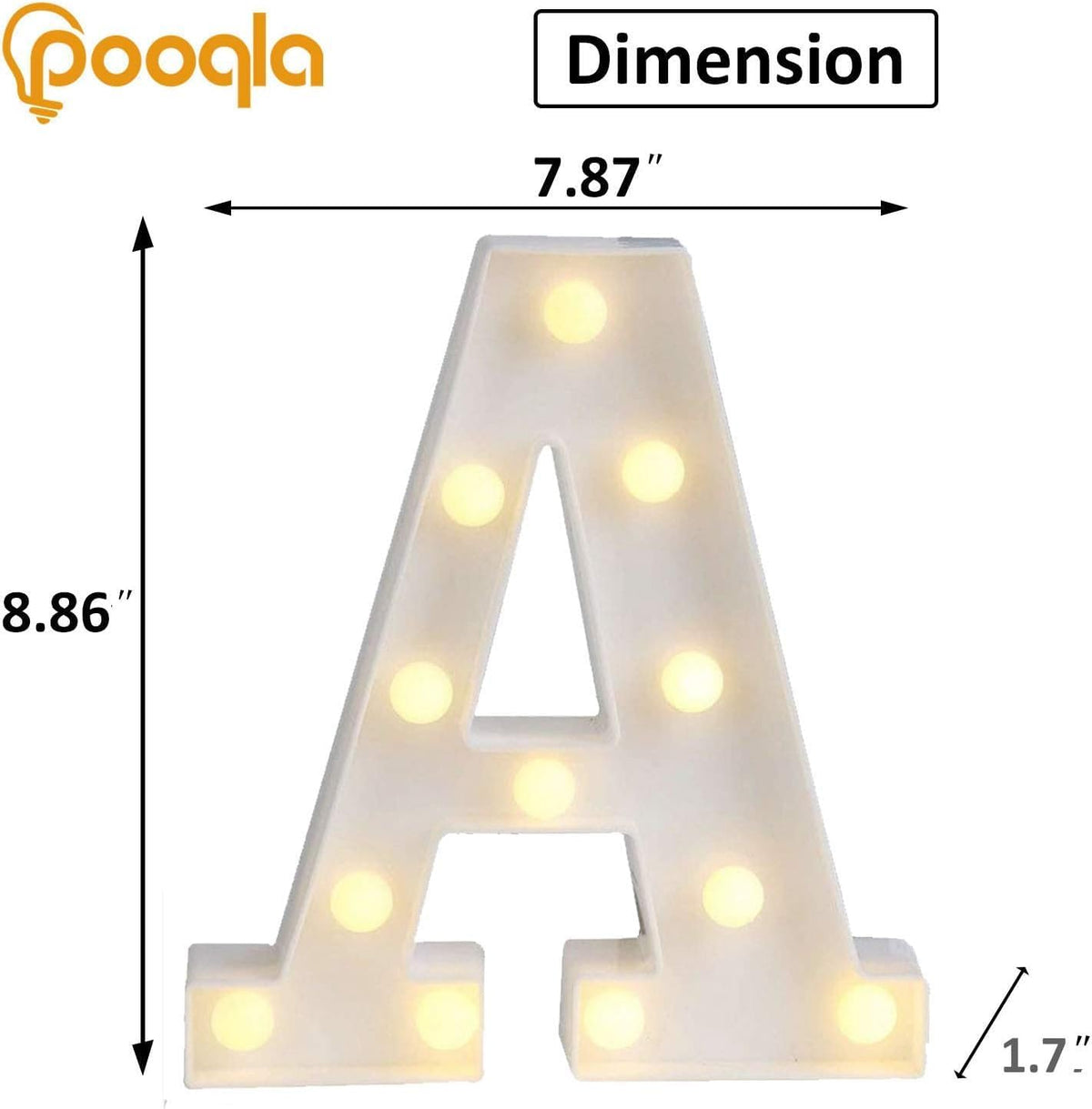 Pooqla LED Marquee Letter Lights, Warm White and Cool White Decorative Lighted Letters, Light Up