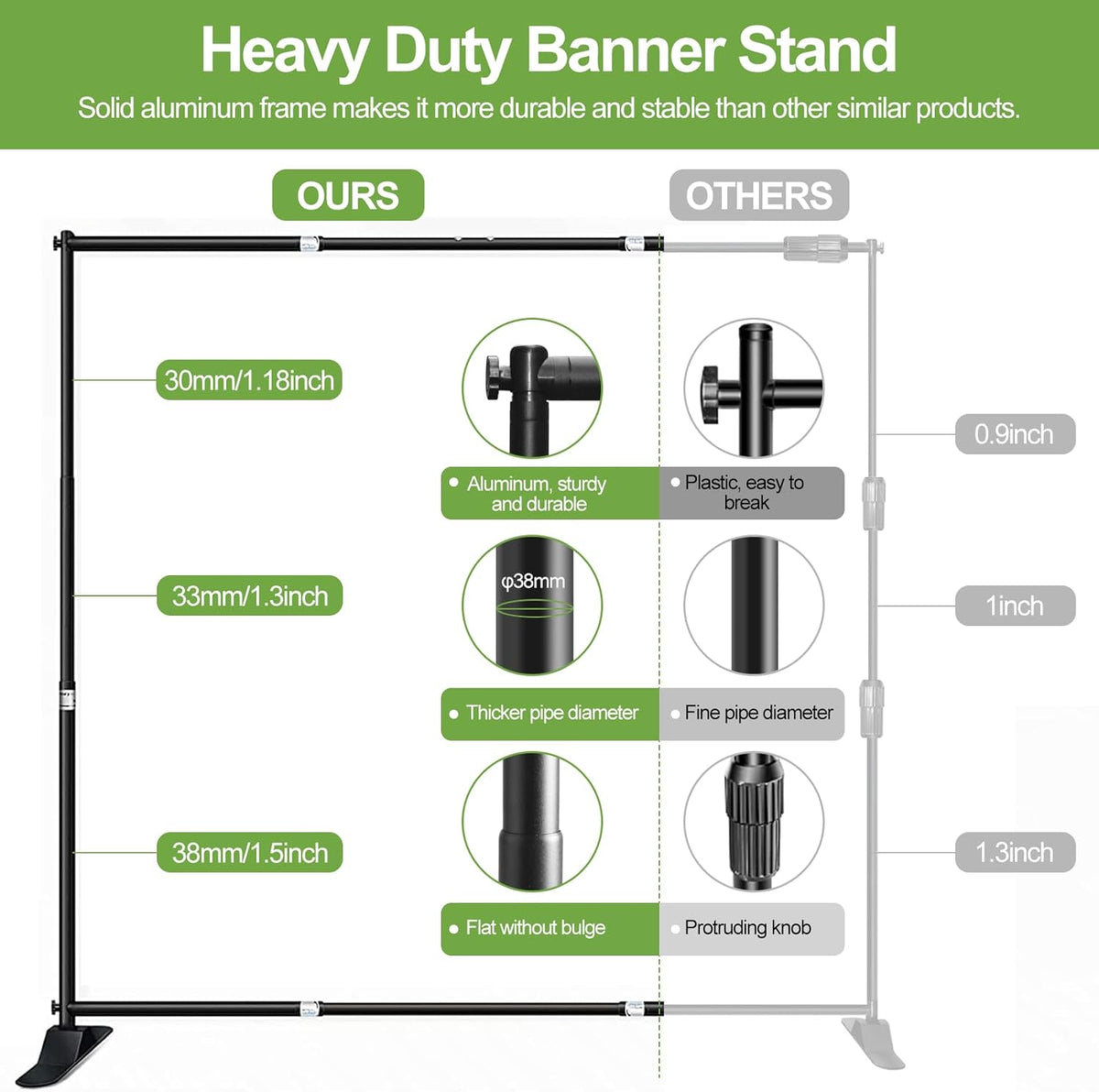 FUDESY 10x10 ft Backdrop Banner Stand, Heavy Duty Adjustable Background Kit With Carrying Bag, Step