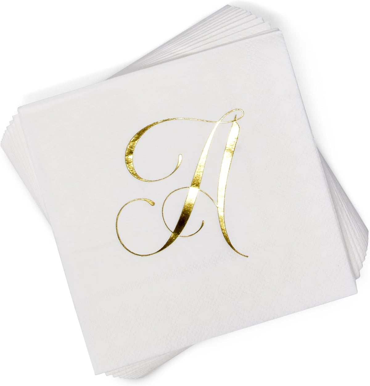 Gift Boutique 100 Gold Letter A Monogram Cocktail Napkins Disposable Paper Pack Elegant Metallic