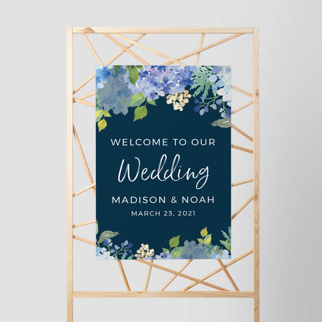 Andaz Press Personalized Extra Large Wedding Easel Board Party Sign, 12x18-inch, Baby Blue
