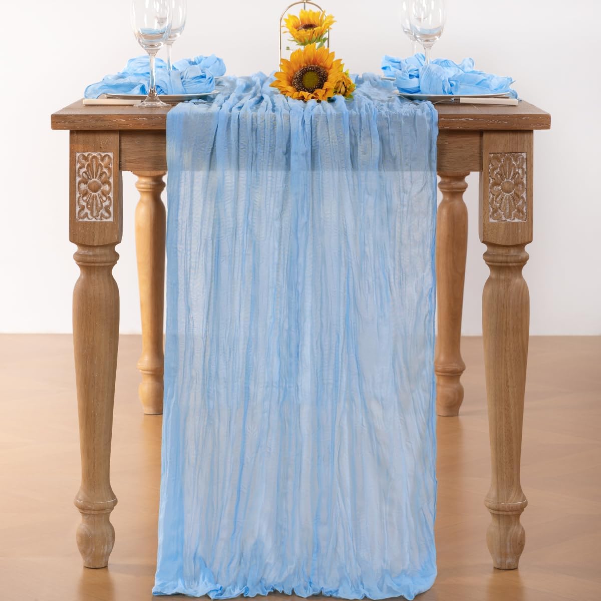 Baby Blue Cheesecloth Table Runner 12 Pack Fall Table Runners Boho Gauze 120 Inches Light Blue