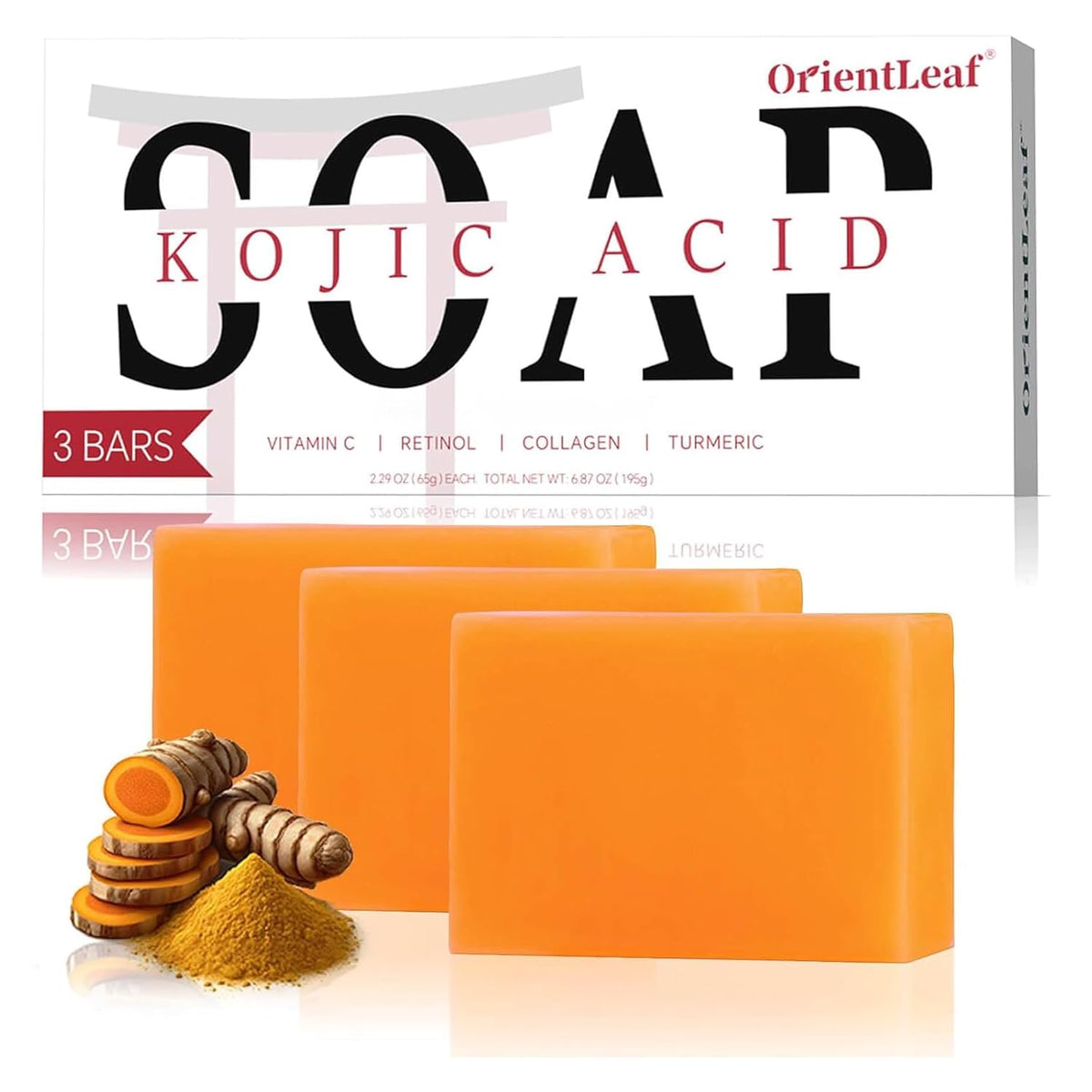 Kojic Acid Soap, Turmeric Soap Bar for Dark Spots, Fresh Citurs Scent, Gentle for Face and Body
