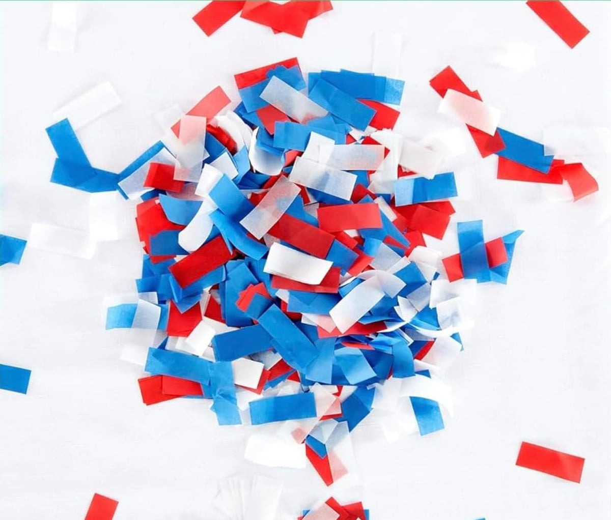Red, White and Blue Biodegradable Confetti - Rectangular Flame-Resistant Tissue Paper Confetti for
