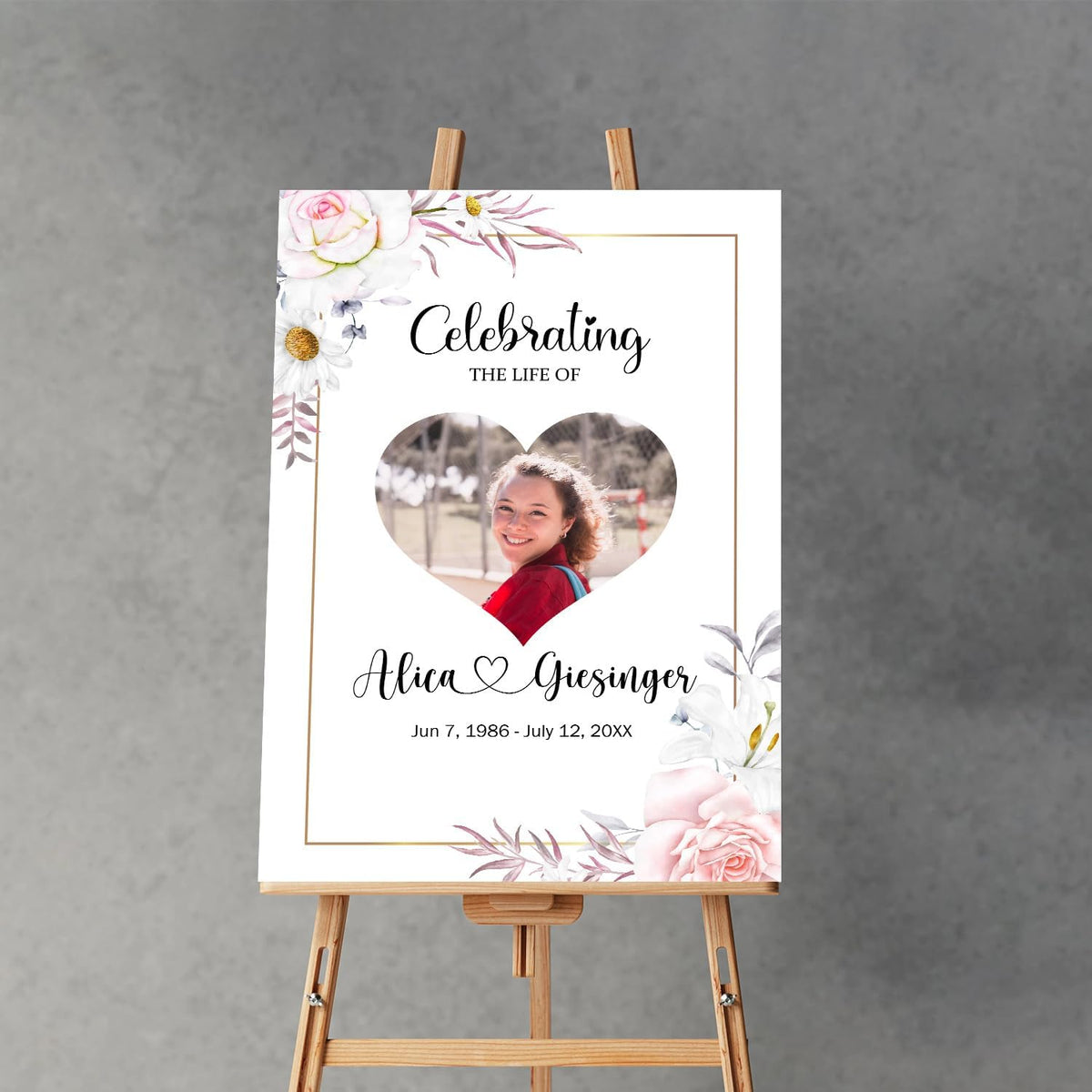 Funeral Heart Collage, Celebration of Life, Funeral Welcome Sign, Large Memorial Poster, Funeral