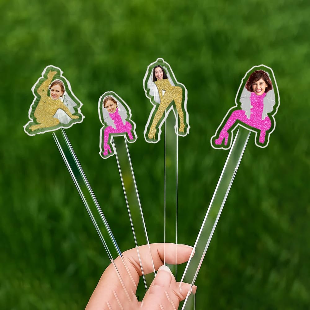 Personalized 50 pcs Double-Sided Wedding Stir Stick, Custom Bride Face Dancers Stir Stick, Acrylic